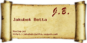 Jakubek Betta névjegykártya